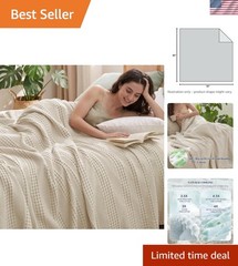 Cooling Waffle Blanket Queen Size, Lightweight 60% Rayon from Bamboo & 40% Co…