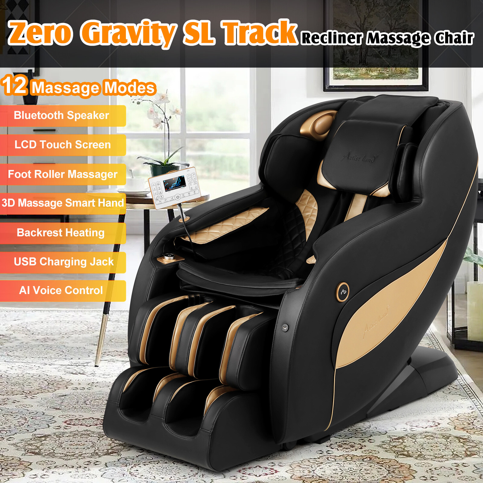 Artist Hand Full Body Zero Gravity Electric Massage Chairs Shiatsu Recliner Heat gallery