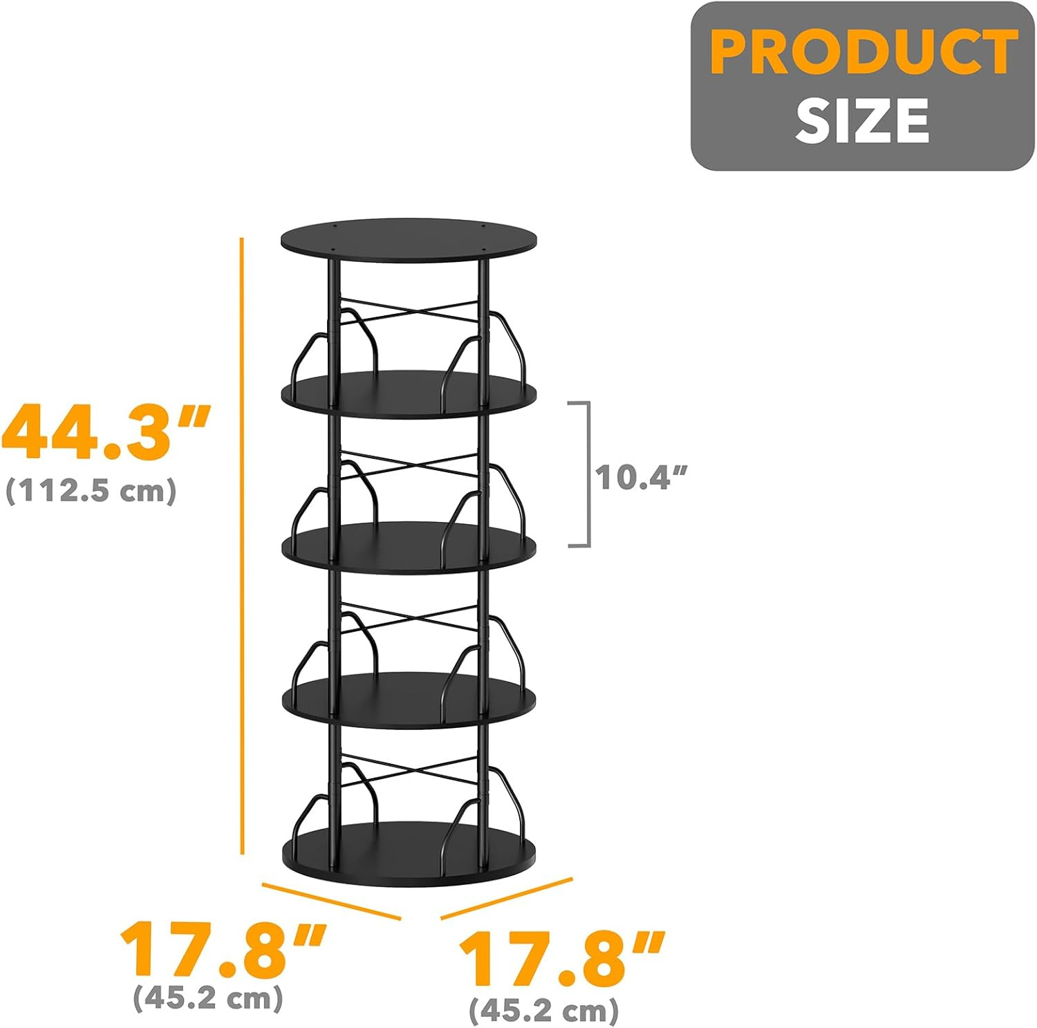 4-Tier Rotating Bookshelf Tower - Space-Saving Swivel Bookcase in Black gallery