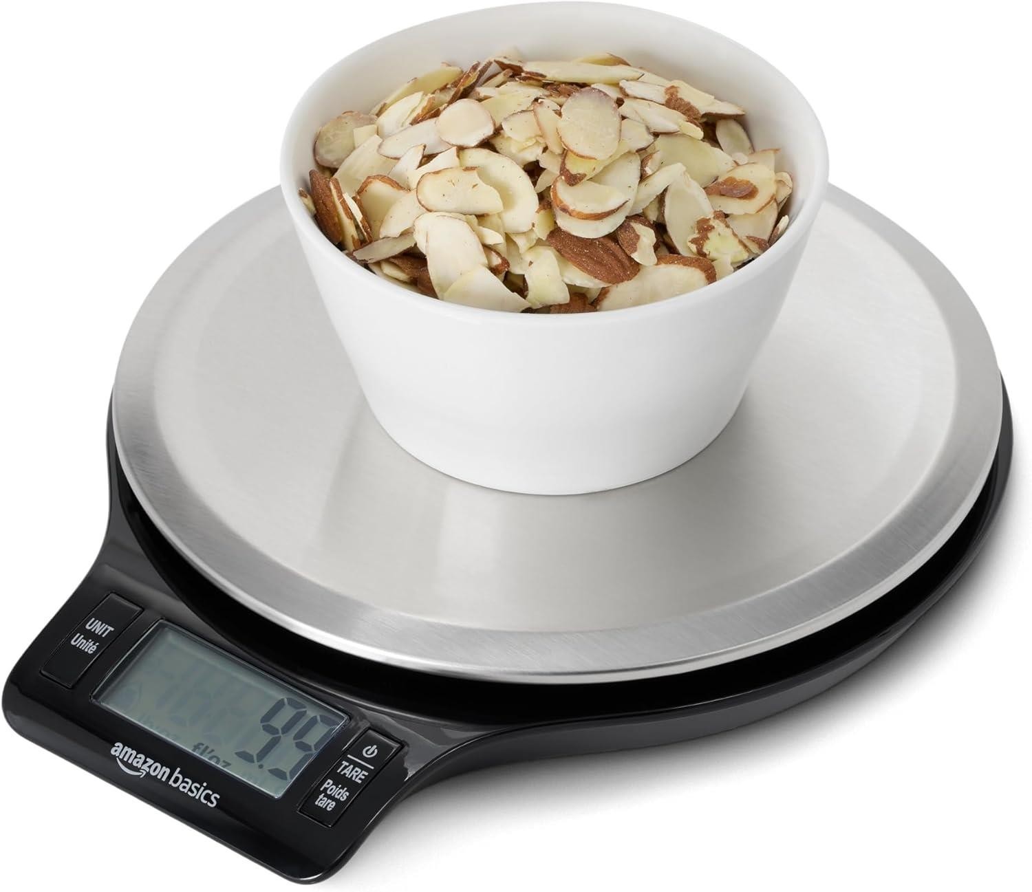 Digital Kitchen Scale LCD Display Tare Function 11 Pounds Batteries Black Steel gallery