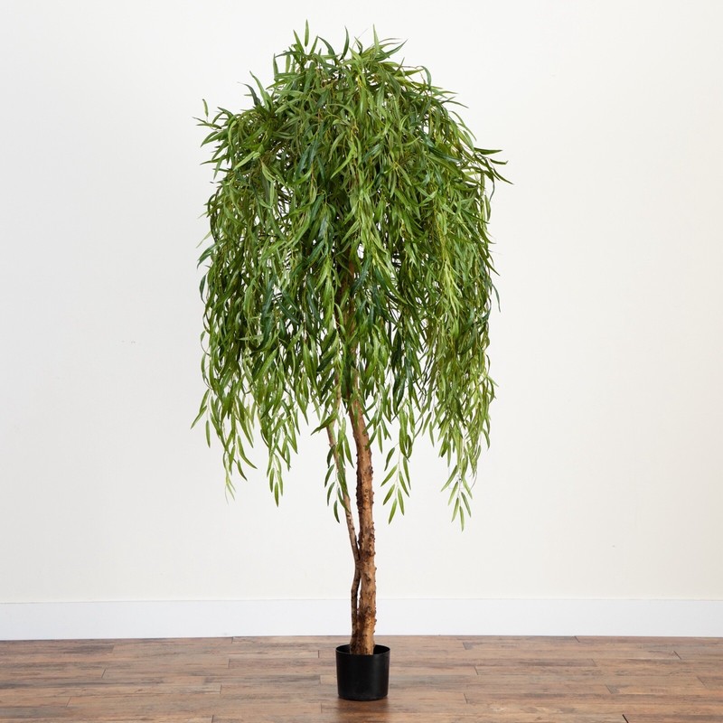 7’ Willow Artificial Tree (Real Touch) w/ Natural Trunk Home Decor. Retail $422 gallery