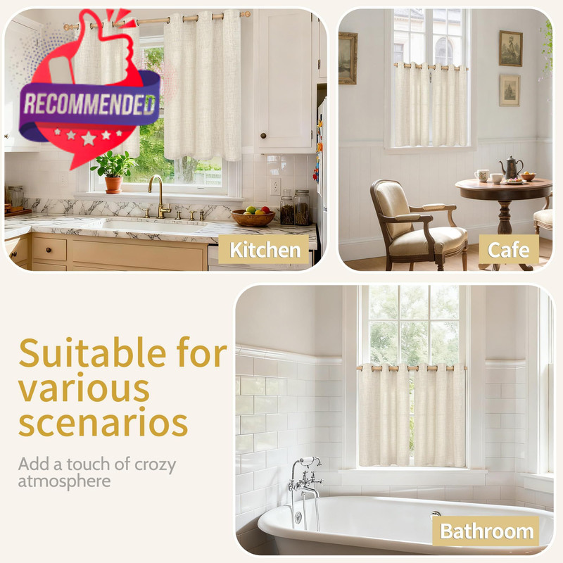 Ultimate Kitchen Window Curtains - 40x42" W x 40" Length, Pack of 2 gallery