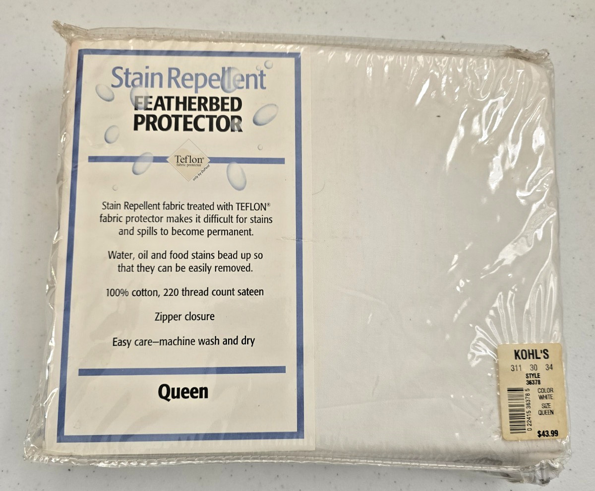 Stain Repellent w/Teflon Featherbed Protector Queen 100% Cotton 220 thread count gallery