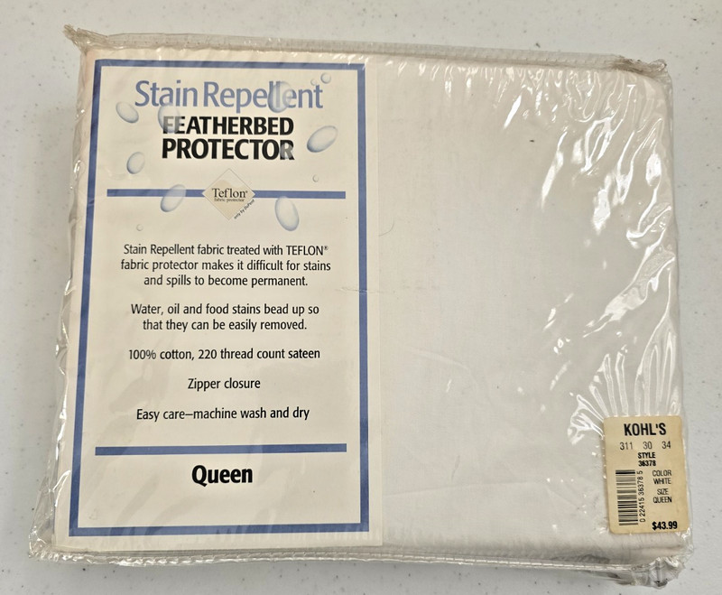 Stain Repellent w/Teflon Featherbed Protector Queen 100% Cotton 220 thread count gallery