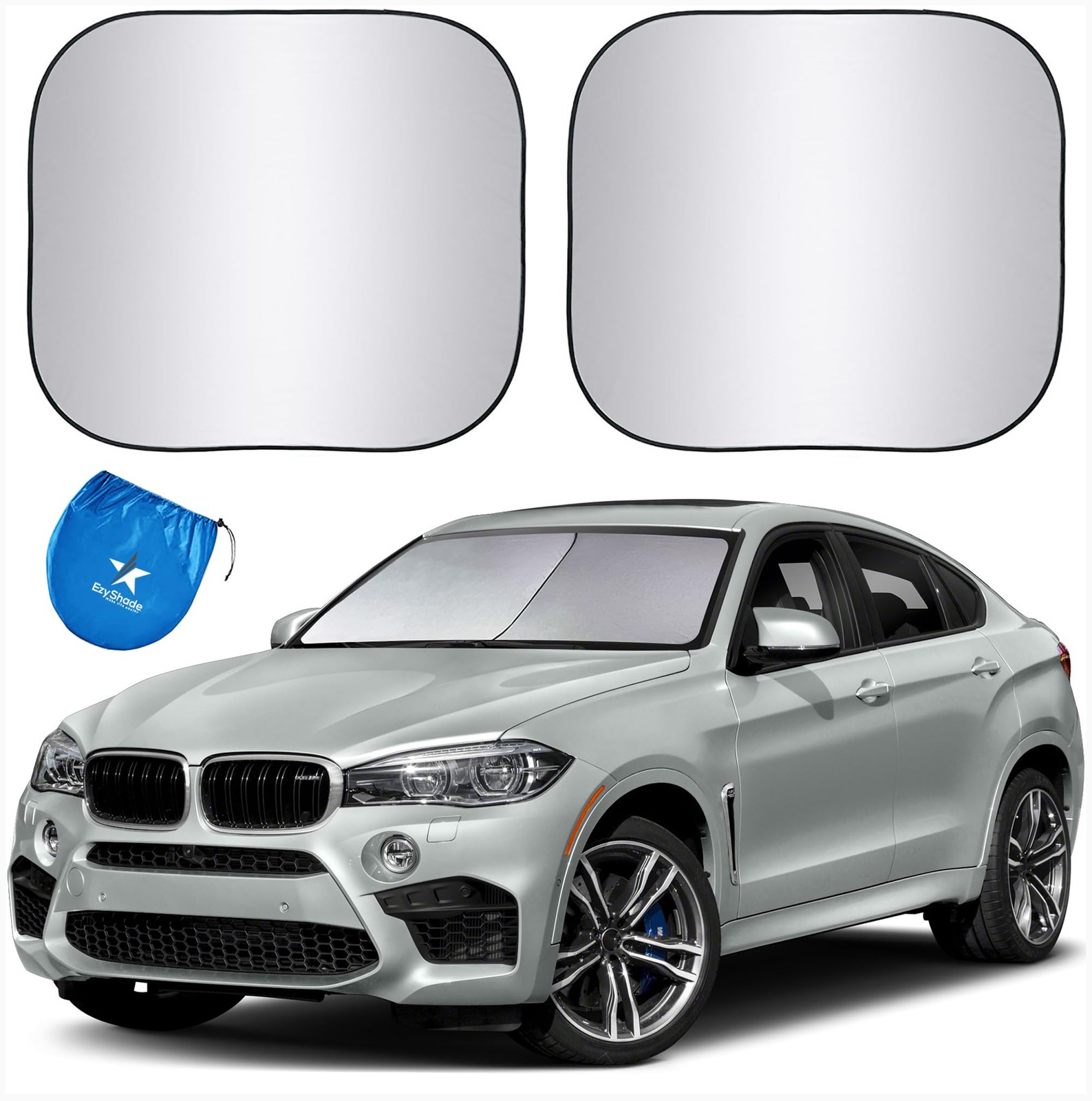 EzyShade Windshield Sun Shade with Medium (Standard), Silver reflective gallery