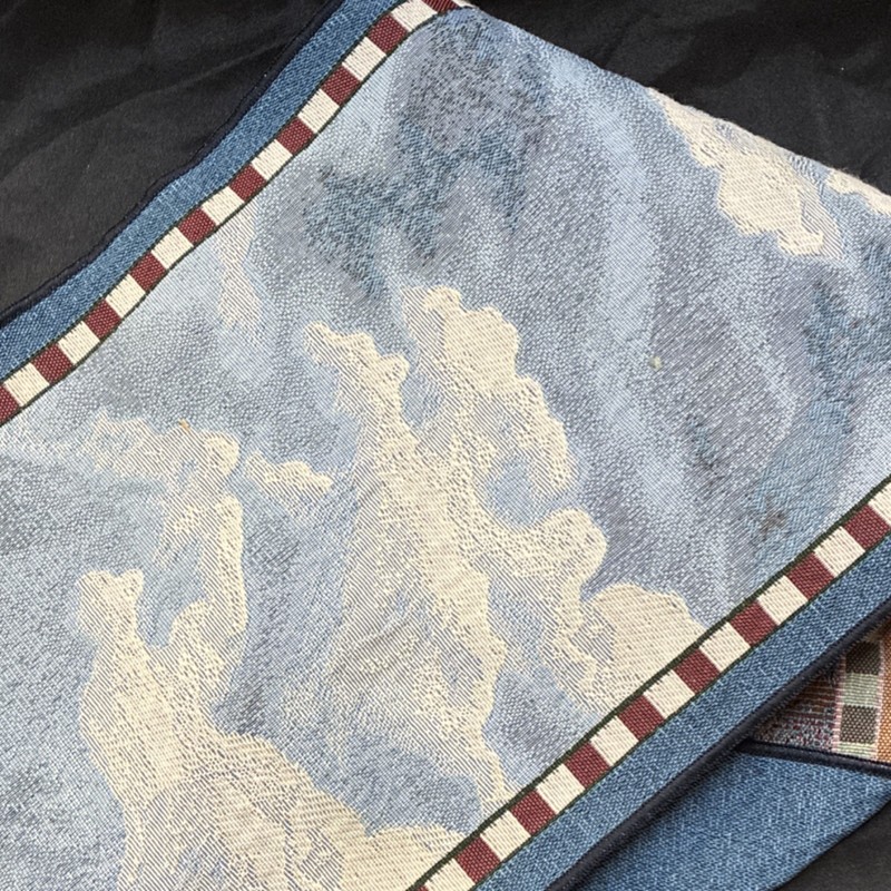 Lighthouse Coastal Fabric Table Runner with Tassels, Blue Beige Red White gallery