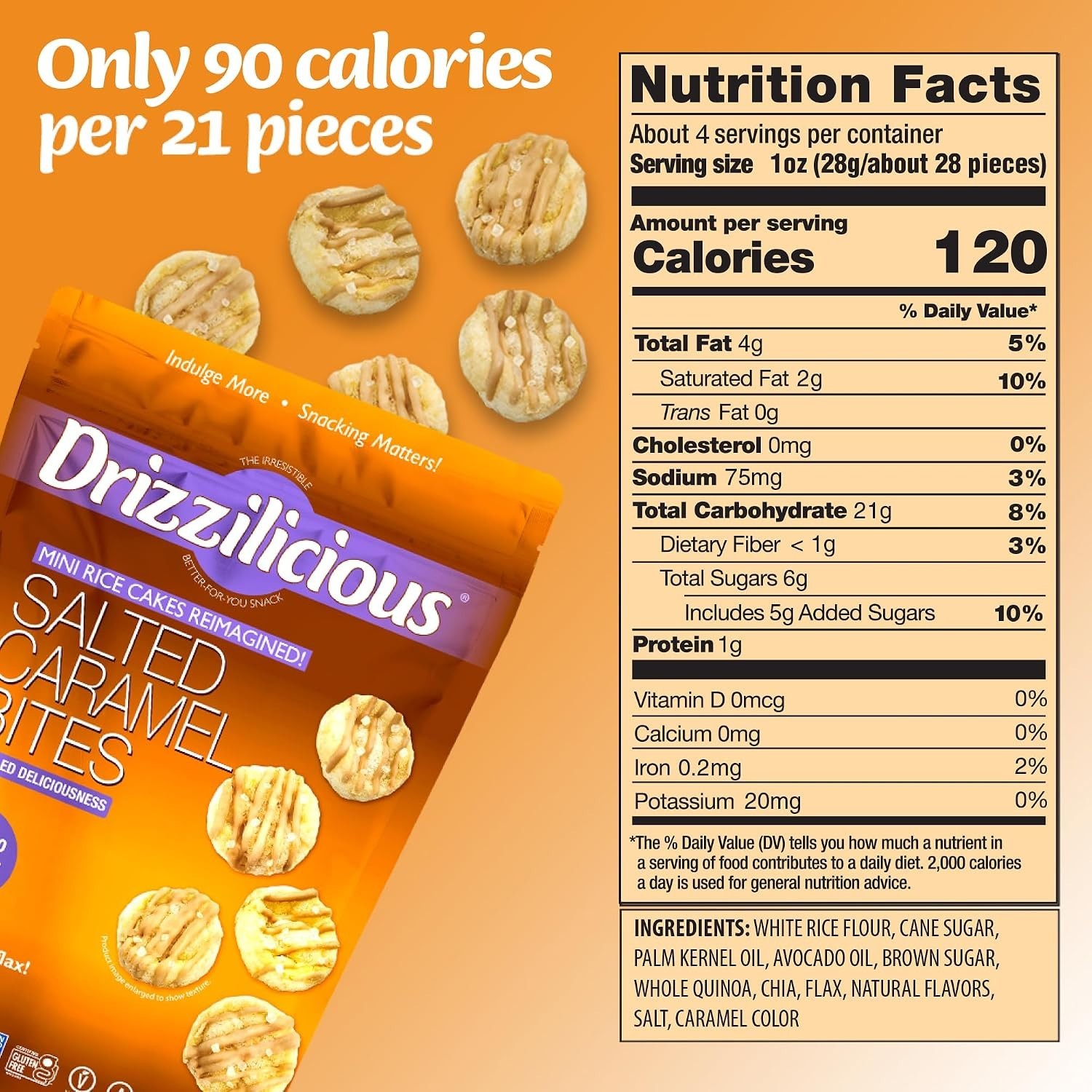 Drizzilicious Mini Flavored Rice Cakes Salted Caramel - 4oz (Pack of 2) gallery