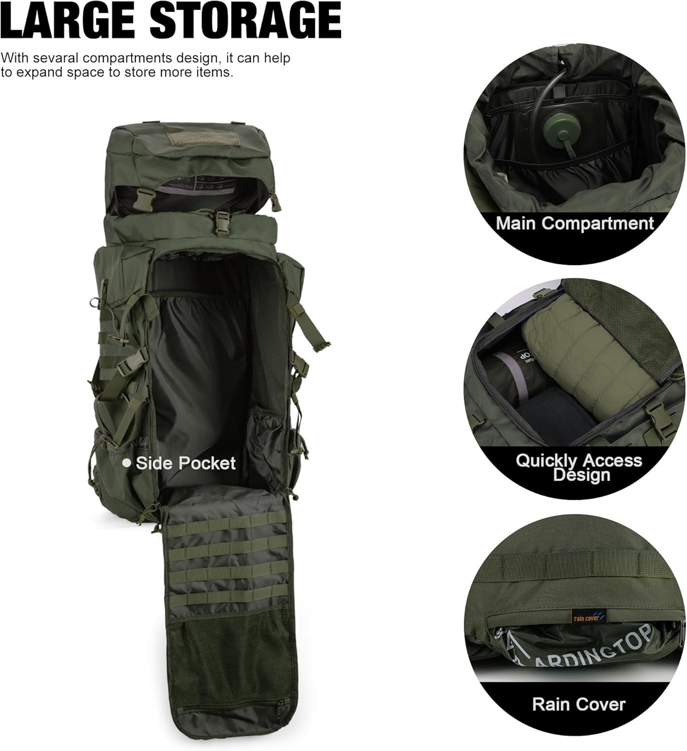 Backpack 70L Internal Frame For Hunting Camping Hiking 4