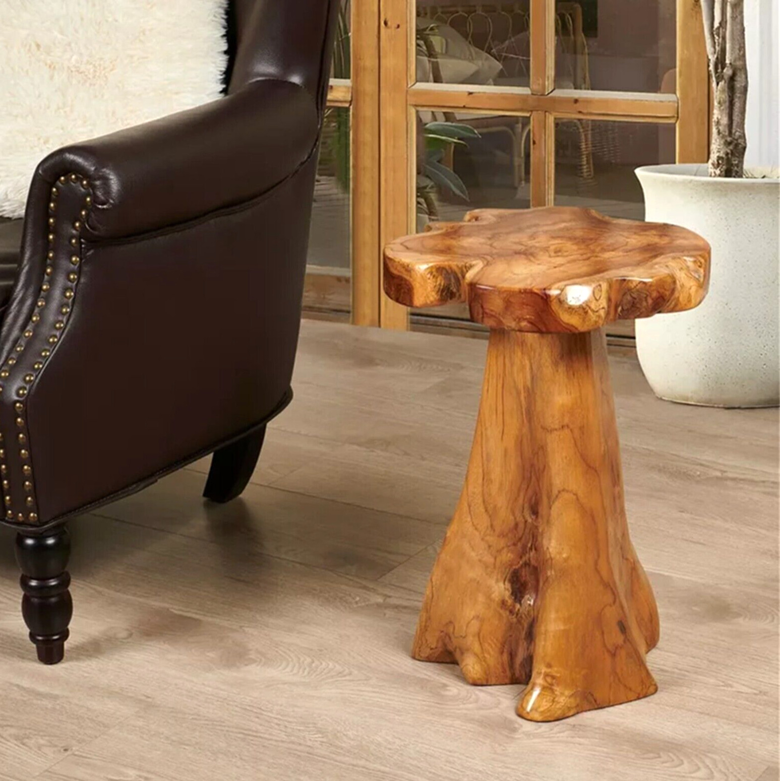 Rustic Teak Tree Stump Table – Live Edge Side Table or Stool, Natural Wood, Gift gallery