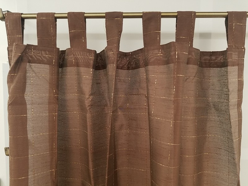 2PC NEW VINTAGE Joelle Embroidered Squared Tab Top Window Curtain Panel 52x63 gallery