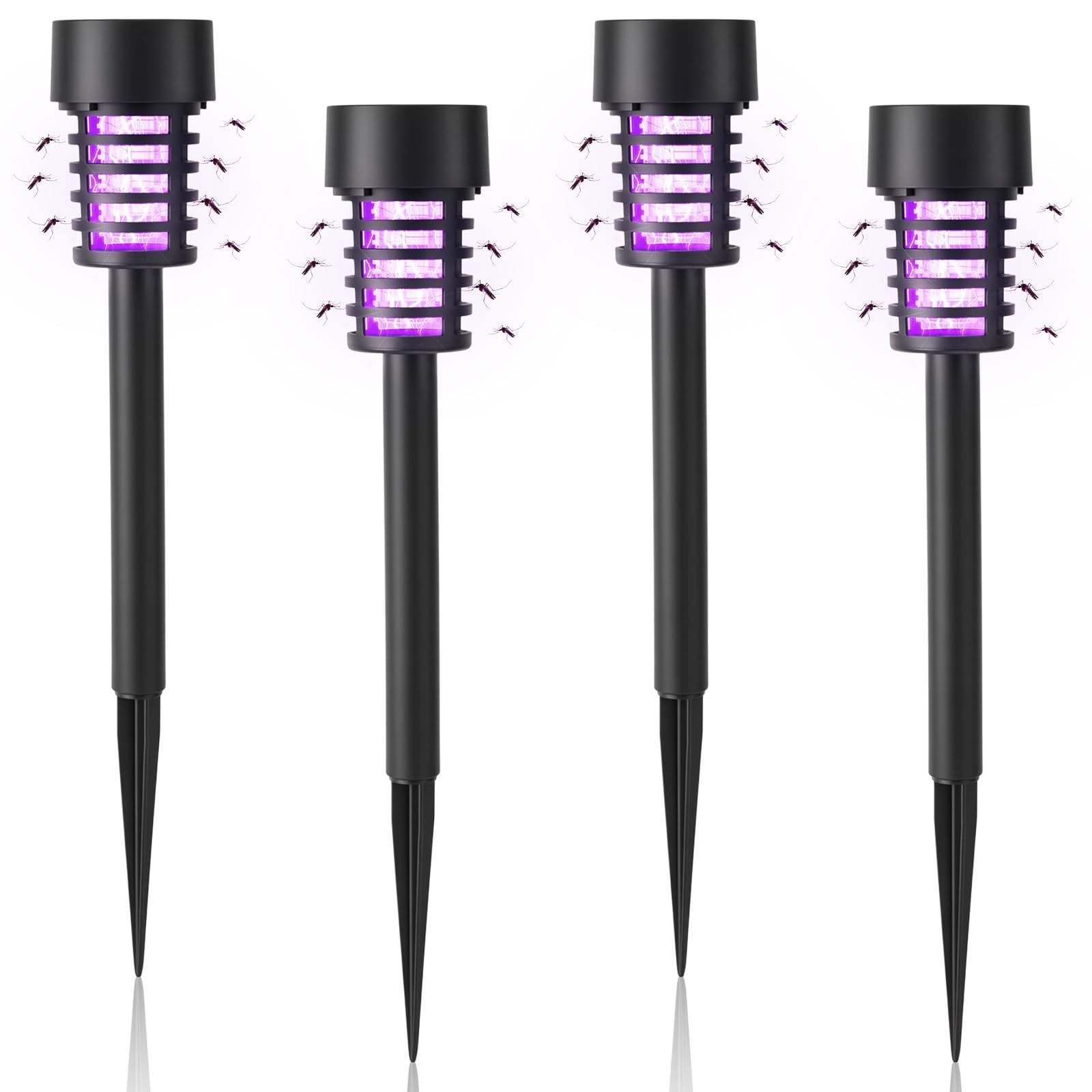 4 Pcs Solar Bug Zapper Outdoor Mosquito Lamp with Lights Waterproof Grid Cyli... gallery