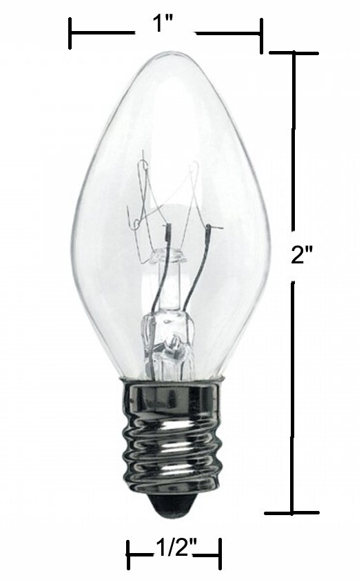 Box of 25 Clear Blinker Light Bulbs, C7 Candelabra Base,Random Blinking gallery