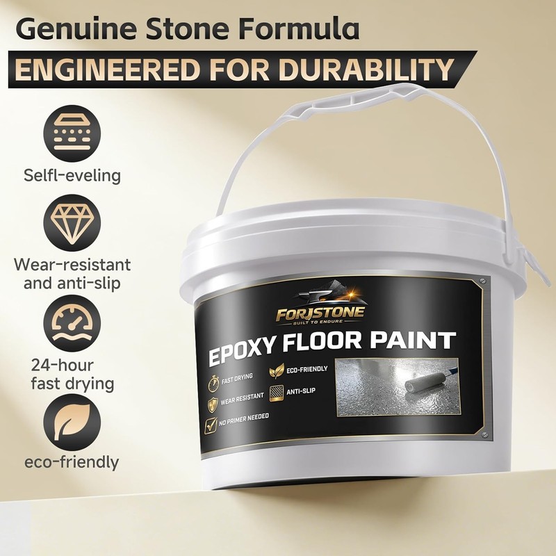 Epoxy Floor Paint Kit Colored Sand Self Leveling Concrete Garage 2KG gallery