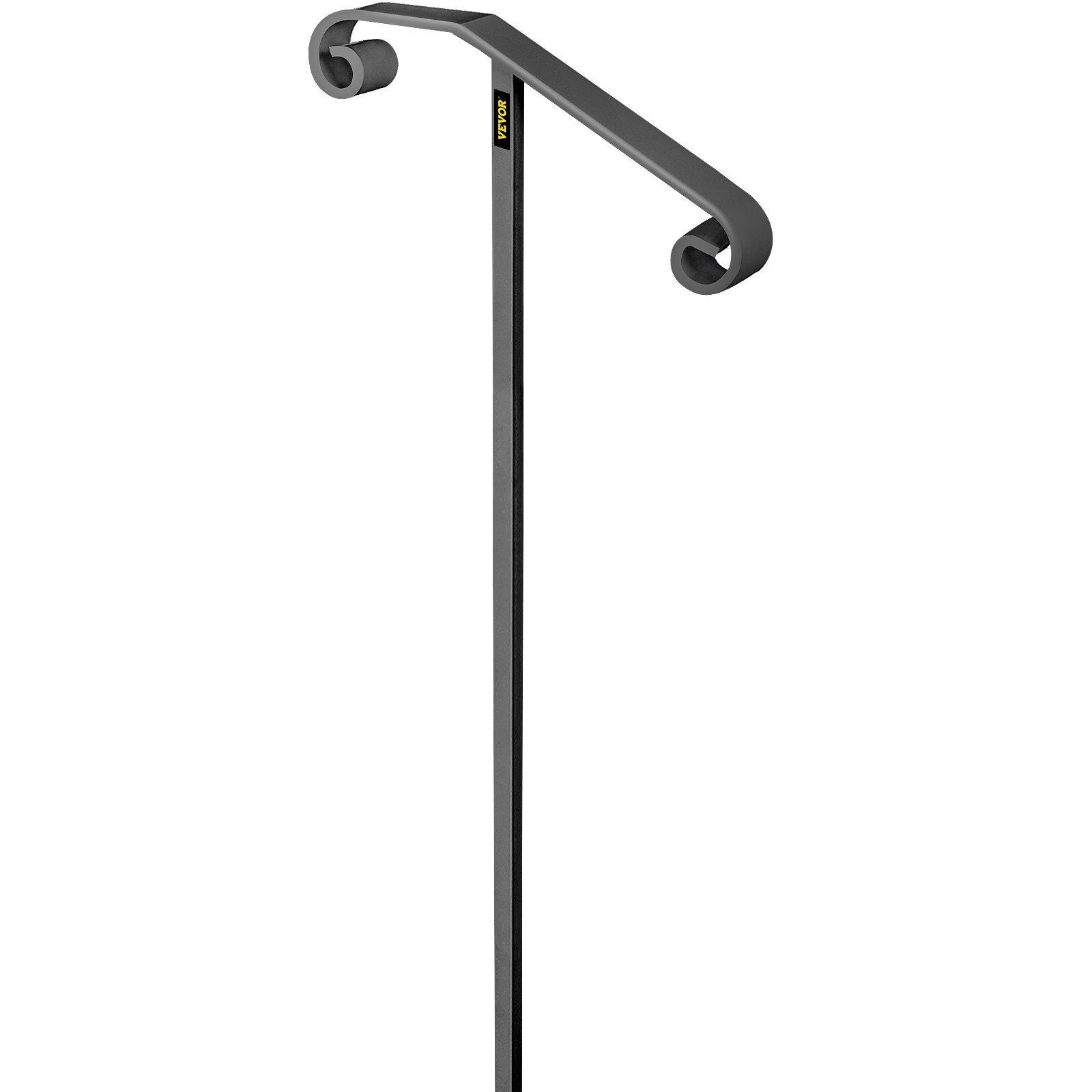 58-inch Wrought Iron Handrail Single Post 1 to 2 Steps Gray Coated gallery