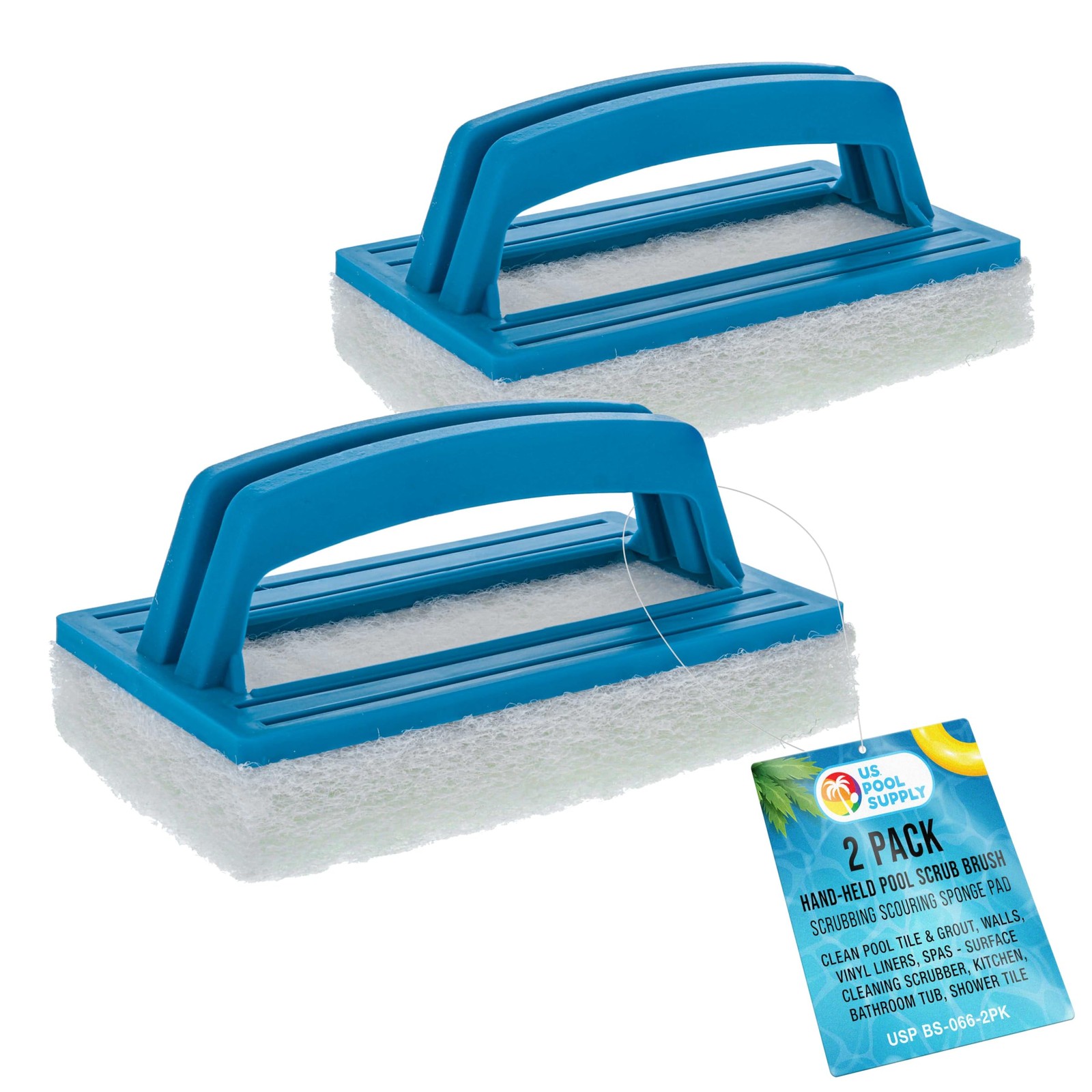 U.S. Pool Supply Hand-Held Scrub Brush, 2 Pack - Scrubbing 3x6, Blue gallery
