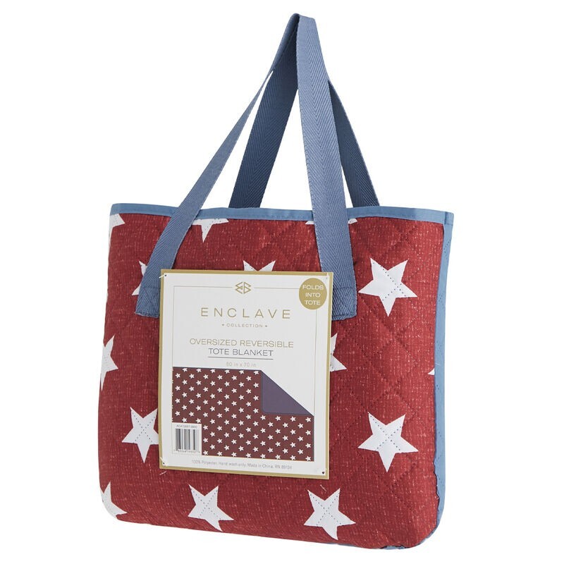 Camping Park Beach Oversized Reversible Tote Blanket 60" x 70" Patriotic Stars gallery