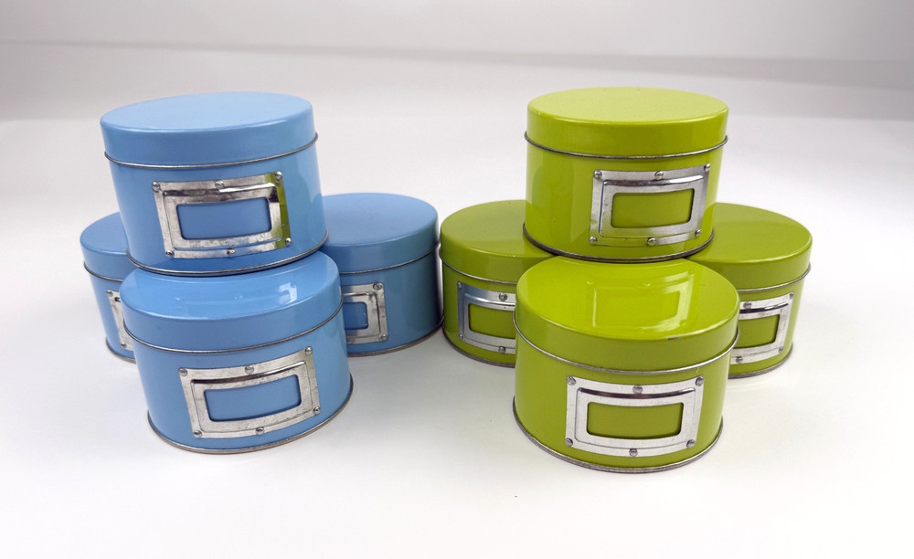 8 Round 3.5" Tin Container Aluminum Storage Crafts Sewing Scrapbook Organizer