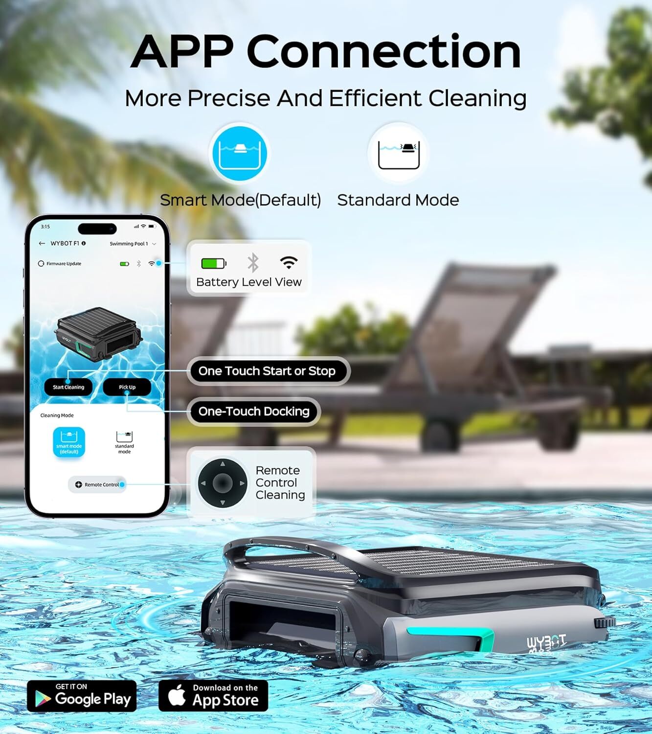 WYBOT F1 Solar Powered Robotic Pool Cleaner Pool Surface Skimmer Robot App B gallery