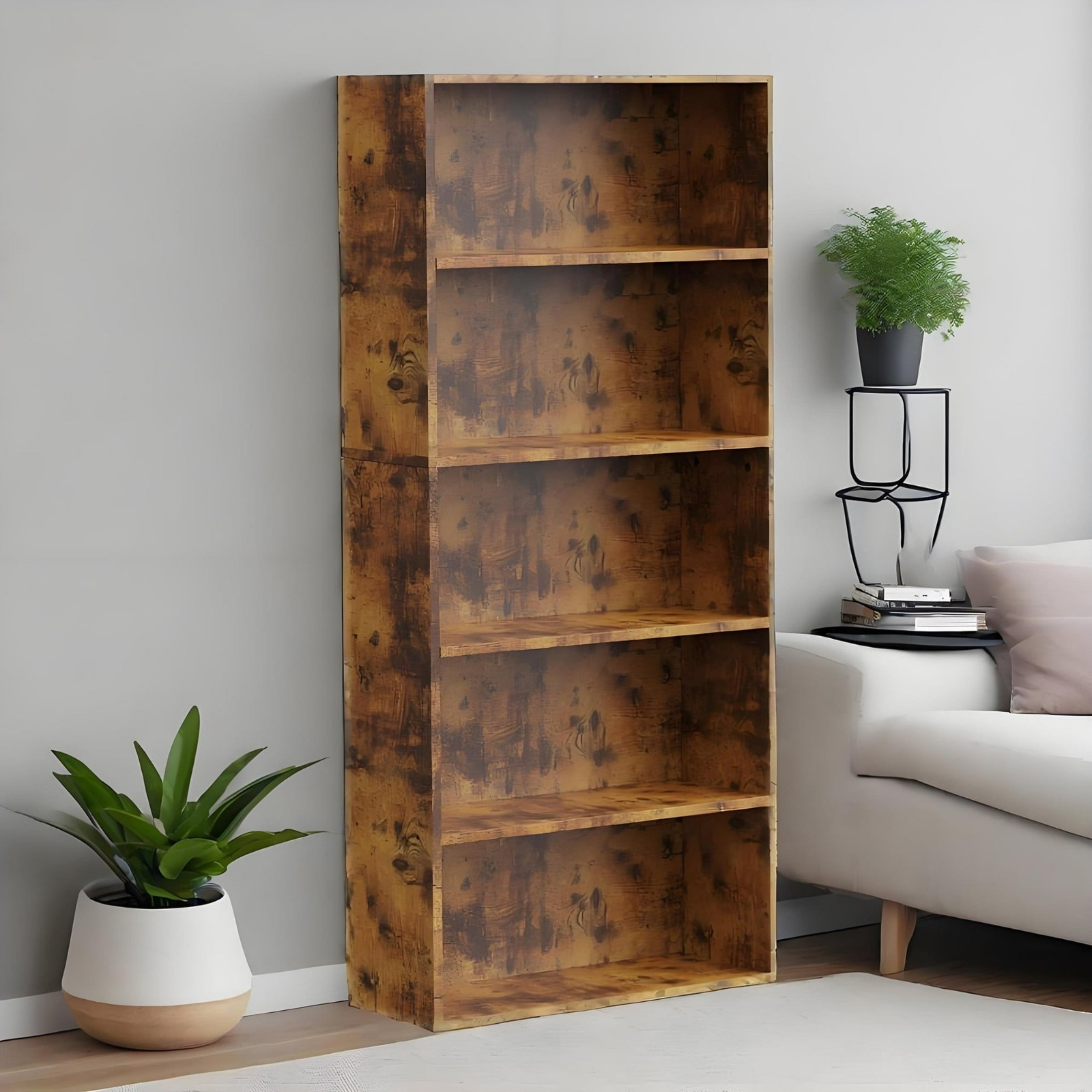 CONCETTA 5 Shelf Bookcase 53" Tall Open Bookshelf Classic Rust Free Ship gallery