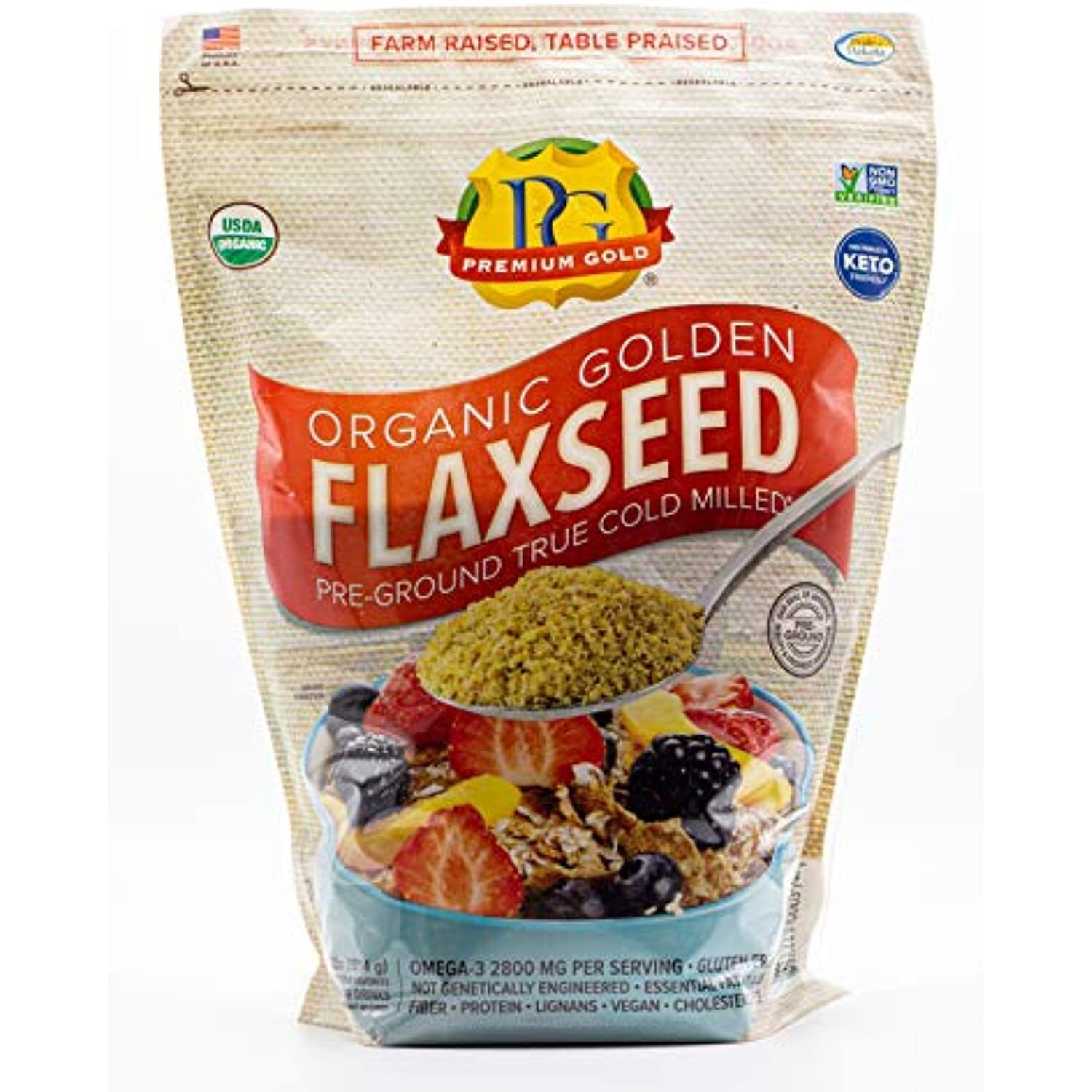 Premium Gold Organic Ground Flax Seed | High Fiber Food | Omega 3 | 4 pounds gallery