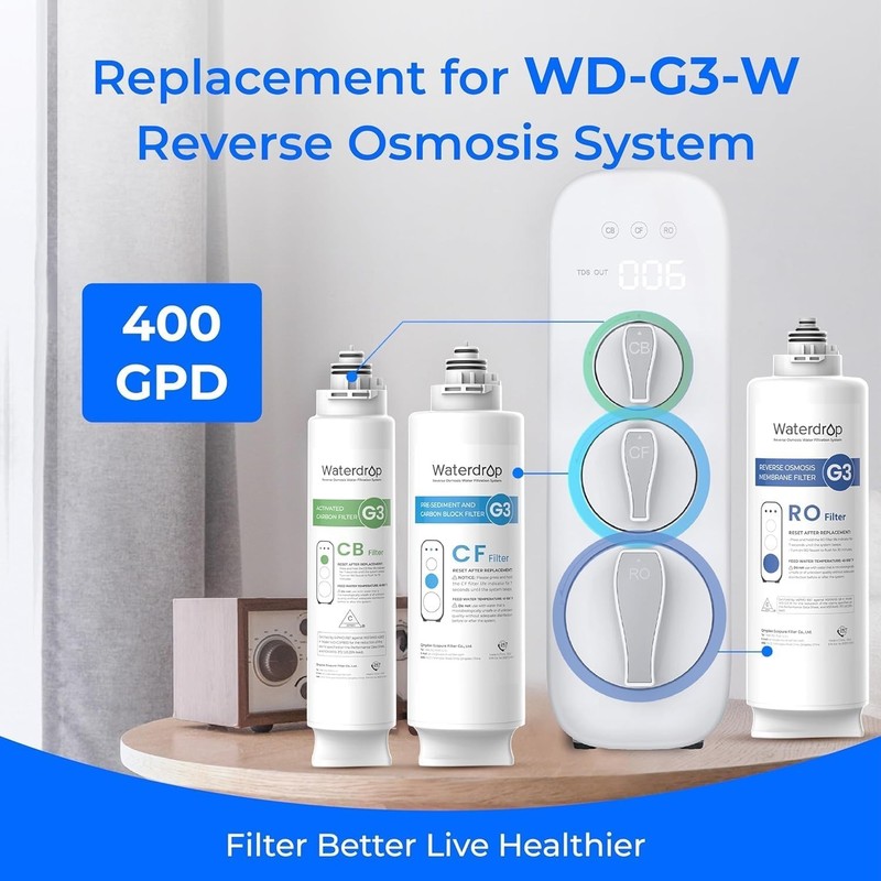 Waterdrop G3 Replacement Filter, Replacement for WD-G3-W 400GPD Reverse Osmosis gallery