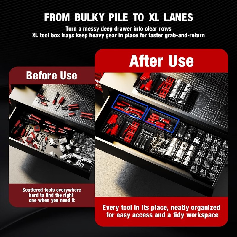 【6 PCS Extra-Large】 Tool Box Drawer Organizer Trays with Non-slip Pads, Heav gallery