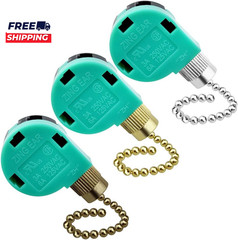 3 Pack Ceiling Fan Switch 3 Speed 4 Wire Zing Ear ZE-268S6 Fan Pull Chain Switch