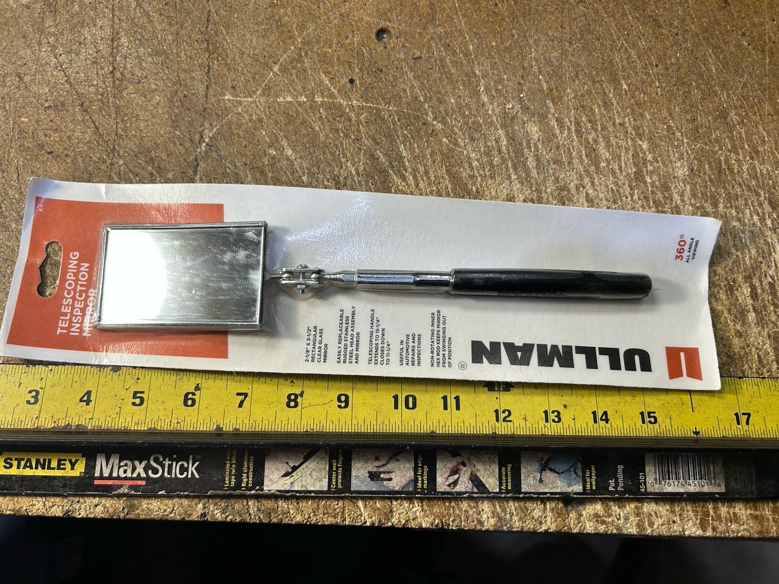 Ullman Telescoping Inspection Mirror Rectangular 2-1/8 x 3-1/2 in 360 Angle USA gallery