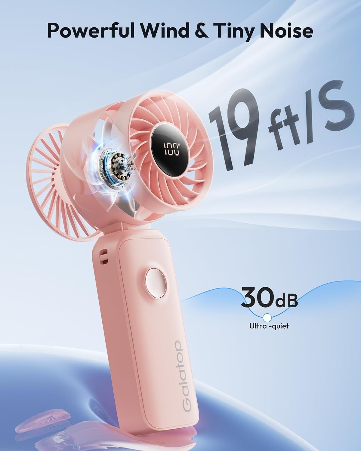 Portable Handheld Fan 5 Speed Rechargeable Battery Max 18 Working Hours 3 IN 1 gallery