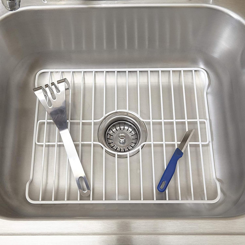 Small White Sink Protector for Kitchen Sink, Metal Grid Mat Fits Compact Sing... gallery