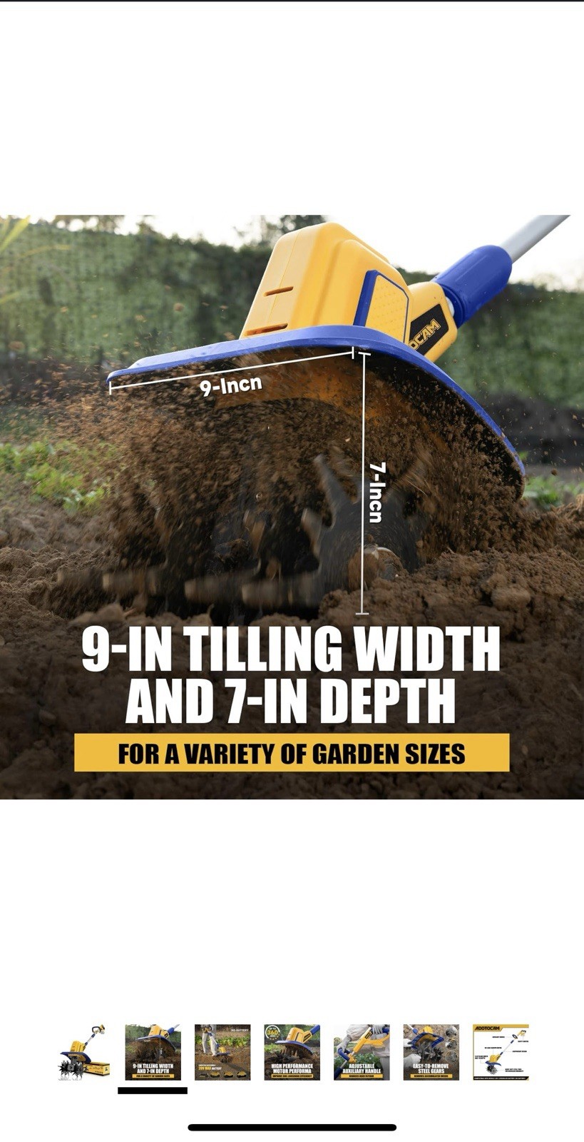 ADOTOCAM Cordless Tiller Cultivator Compatible with Dewalt 20V Battery(Tool Only gallery