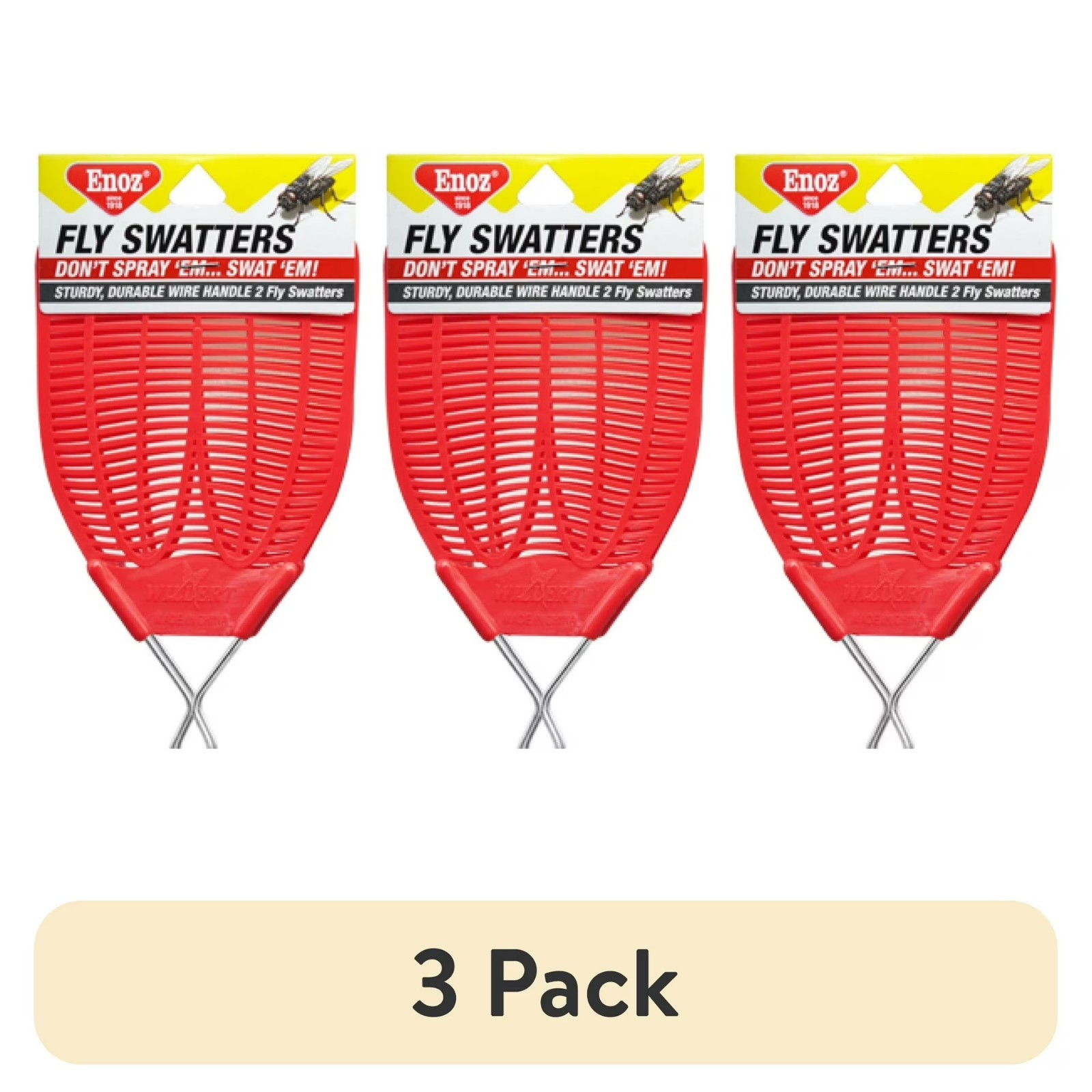 (3 pack) Enoz Fly Swatter, Wire Handled Plastic Fly Swatter, Assorted Colors gallery