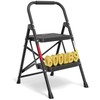 Portable 2-Step Ladder with Handrail, 600lbs Max Load, Black gallery