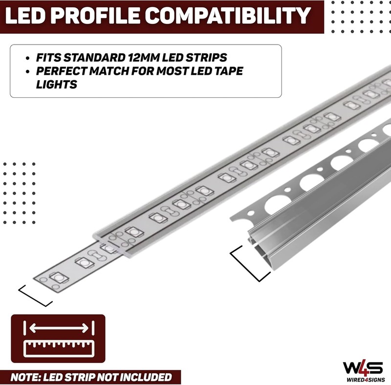 Wired4Signs Tile Edge LED Strip Light Channel 180Deg ~ Model Uni-Tile12 gallery