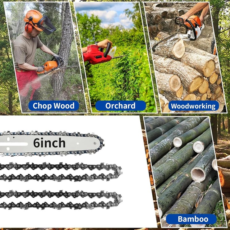 6 Inch Chainsaw Chain and Guide Bar, Replacement Chain Saw Bar and Chains for 6" gallery