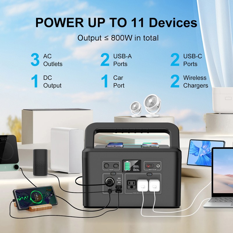800W Portable Power Station Solar Generator for Camping with 100W Solar Panel gallery