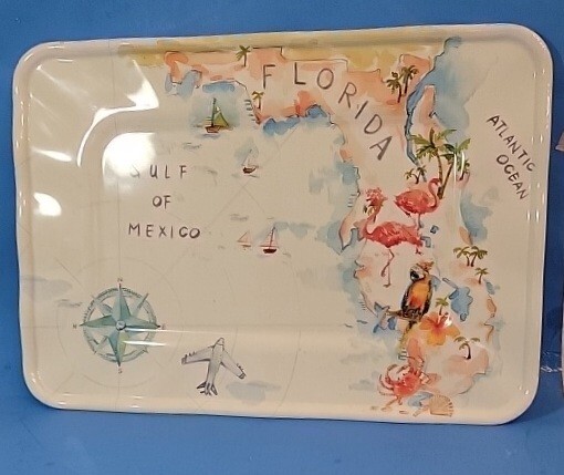 Tray Melamine Tropix Travel Retangle Map Fl, Gulf Of Mexico 18.5"×13” Pristine gallery