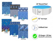Smartline 33′ x 52″ Round Above Ground UniBead Swimming Pool Liner – 25 Gauge