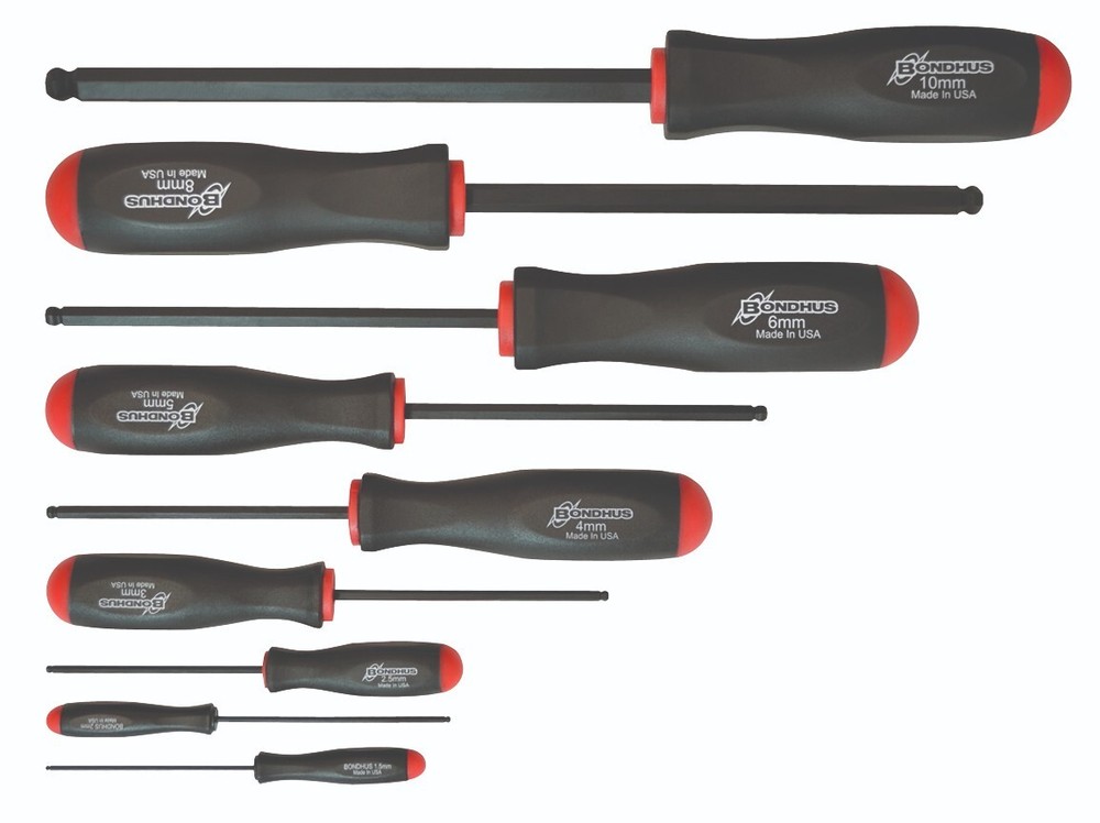 Bondhus 9pc Ball End Hex Screwdriver Set 1.5-10mm Metric MADE IN USA 10699