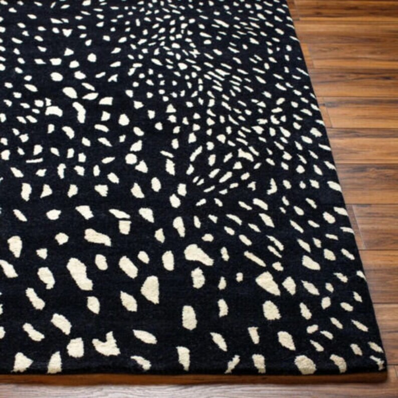 New Hand-Tufted Nz Wool Area Rug, Black Color Rug, Modern Design rug gallery