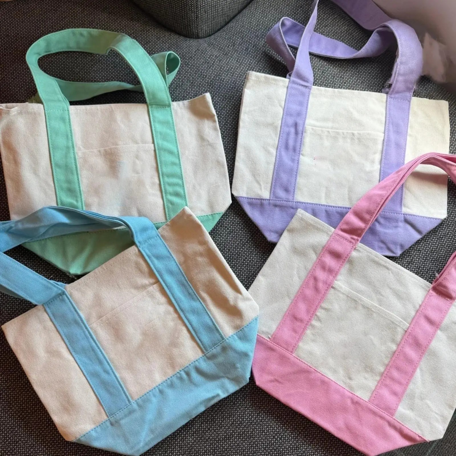 2026 Spring Mini Pastel Canvas Tote Bags - Set Of 2 - READY TO SHIP gallery