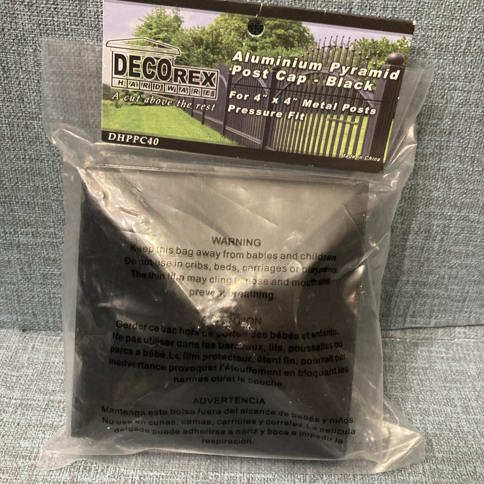 4" x 4" Decorex Hardware Aluminium Pyramid Post Cap for Metal Posts - Black gallery