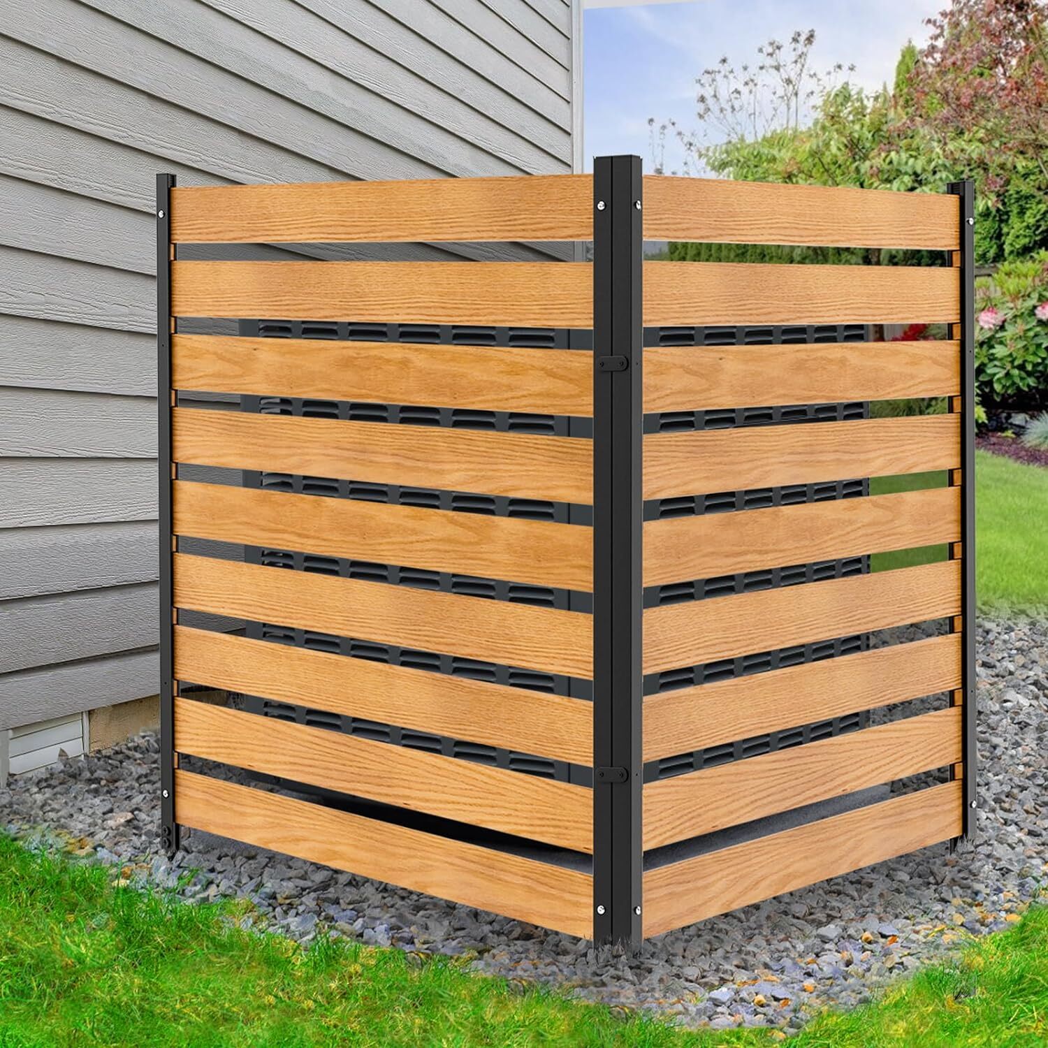 NAIZEA Air Conditioner Fence Privacy Fence Screen Trash Can Enclosure Metal Post gallery
