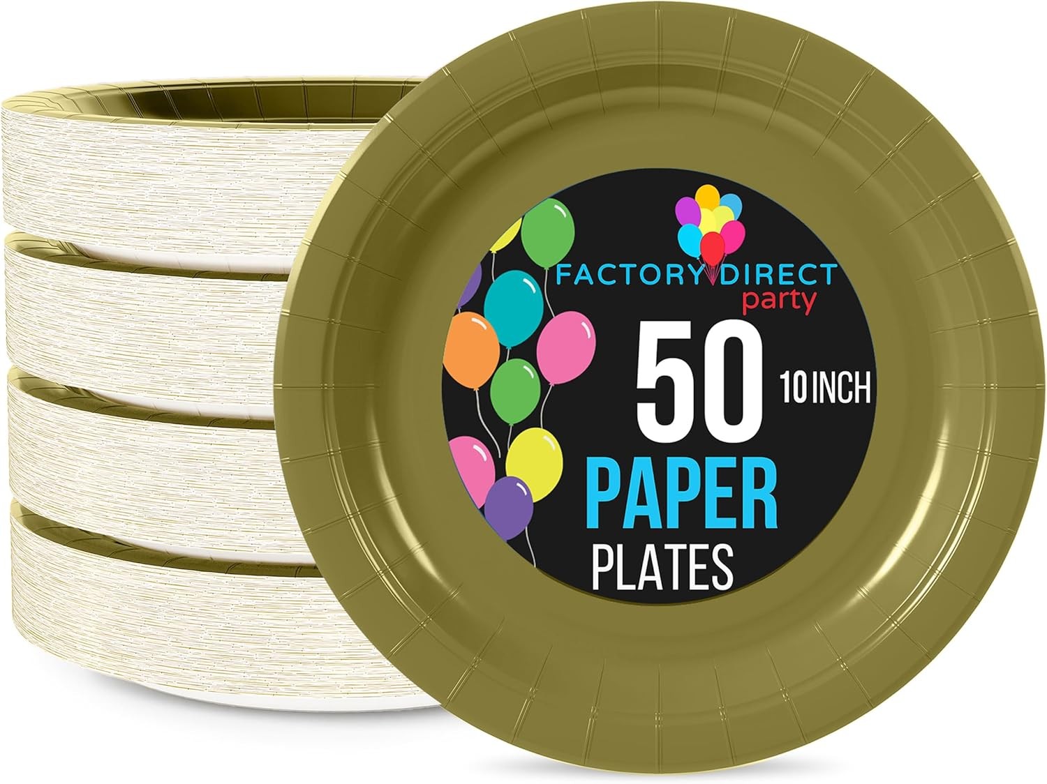 Exquisite Party Solids Dark Gold Paper Plates Disposable 10 Inch, gallery