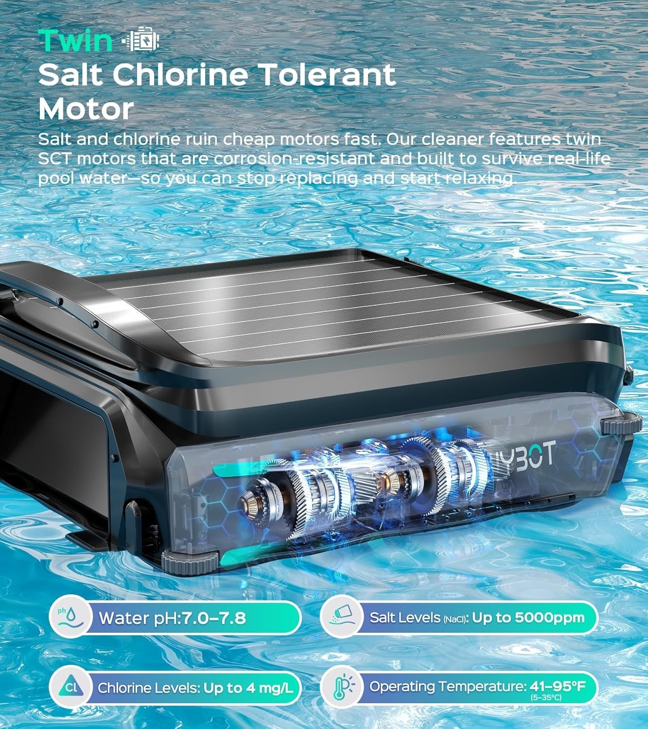 WYBOT F1 Solar Powered Robotic Pool Cleaner Pool Surface Skimmer Robot App NEW gallery