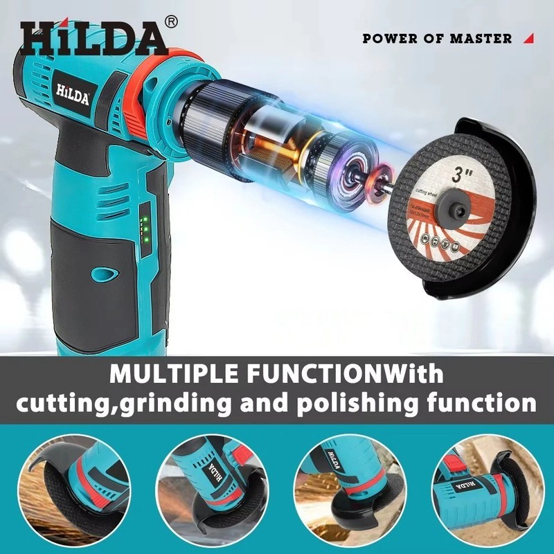 12V Cordless Mini Angle Grinder Brushless Cut Off Polish Grinding Tool USA Sell gallery