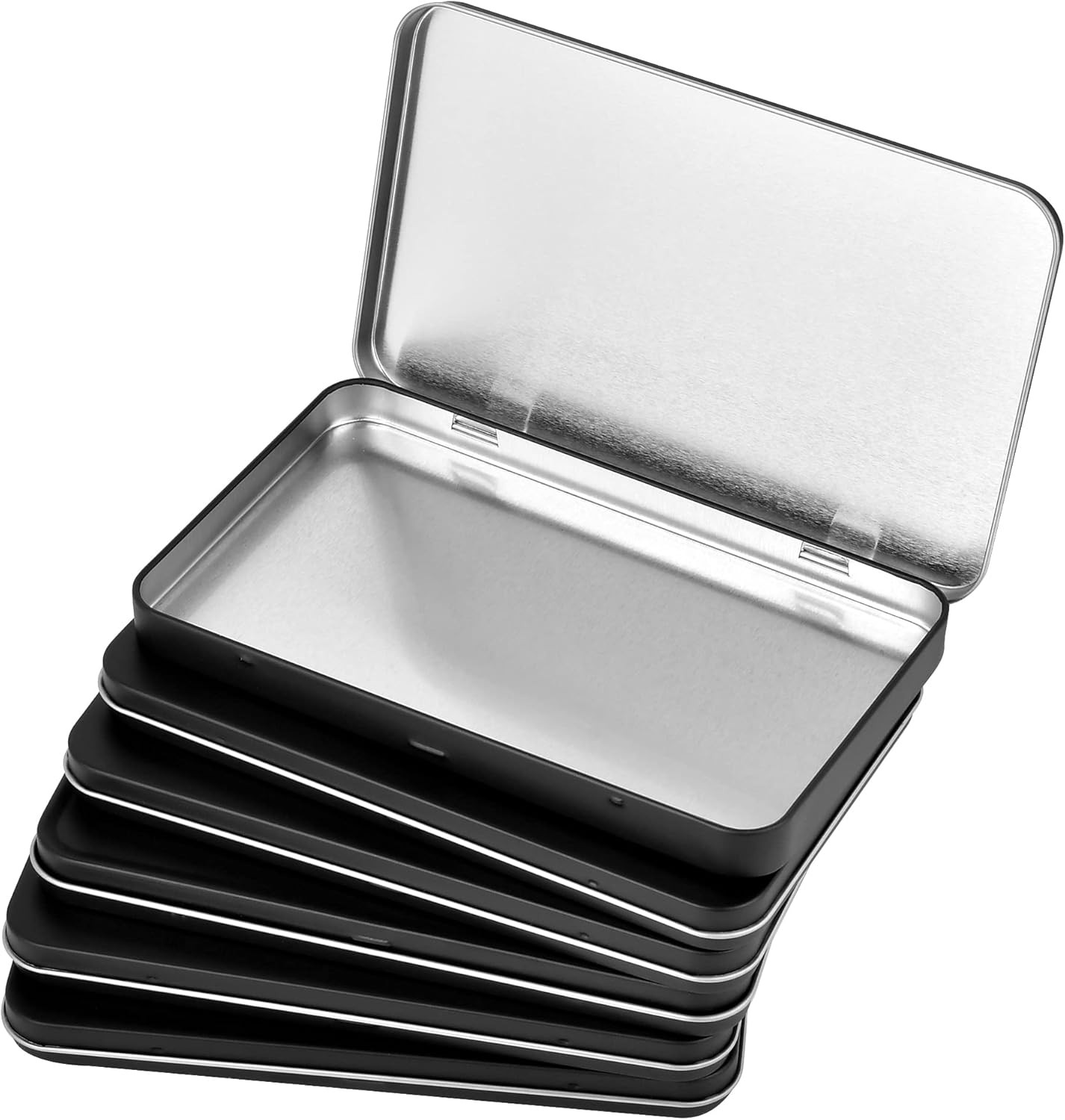 6 Pcs Metal Rectangular Hinged Tin Boxes with Lid, Mini Portable Empty Box Conta gallery