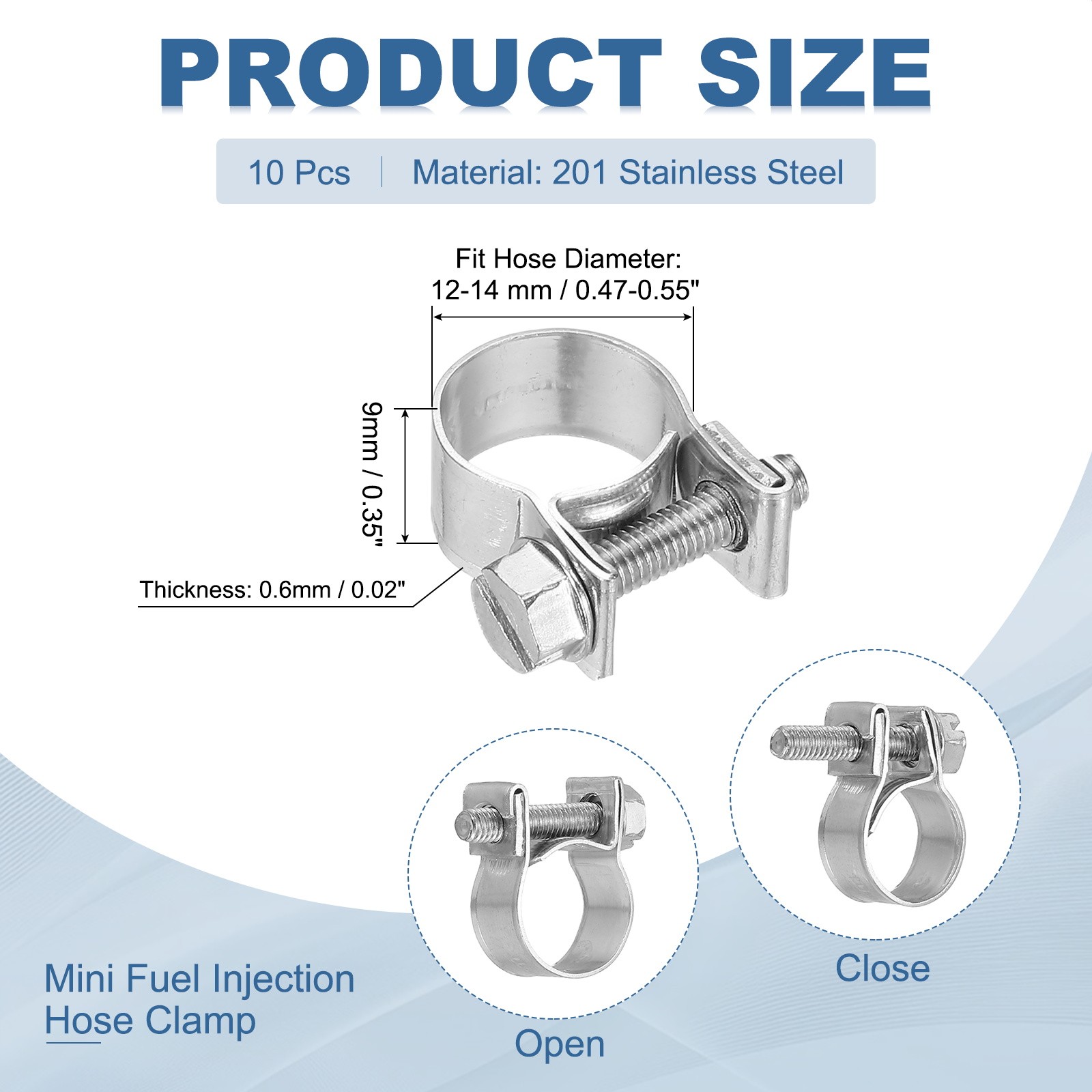 10 Pcs 12-14mm Mini Fuel Injection Hose Clamps Stainless Steel Adjustable Clamp gallery