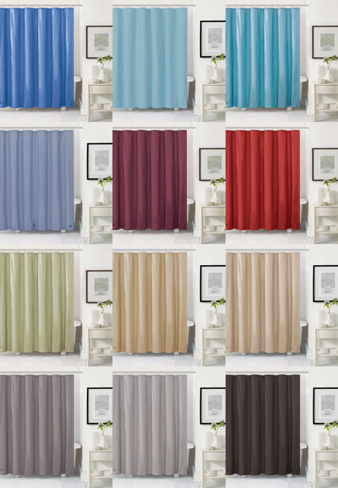Anti Mold & Mildew Basic Lightweight PEVA Shower Curtain Liner - Assorted Colors gallery