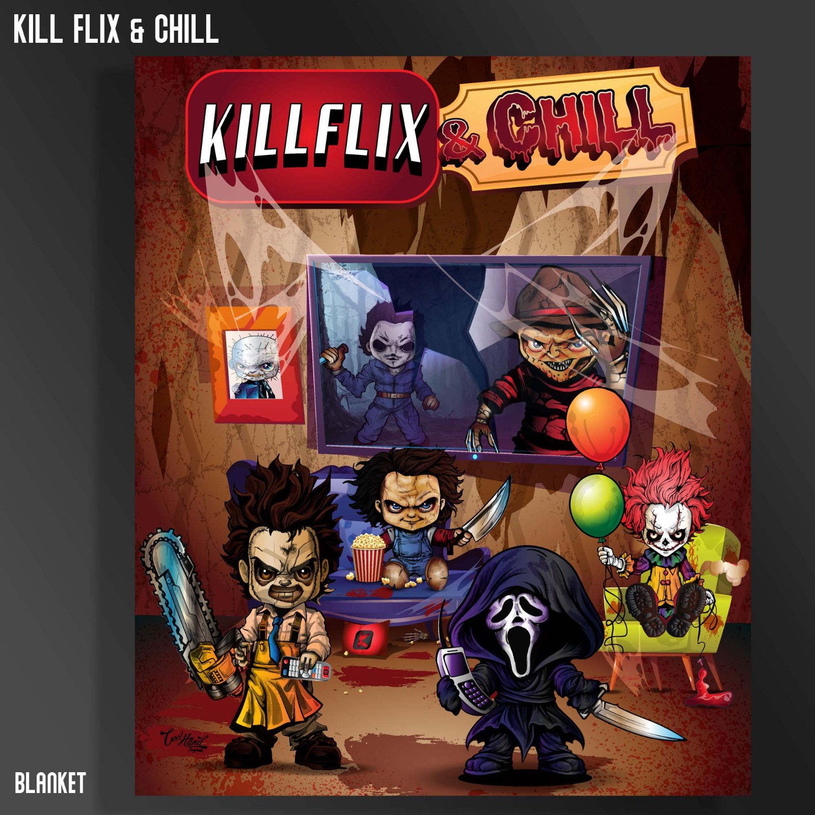 Plush Queen Size Horror Blanket - Extremely Soft - KILL FLIX gallery